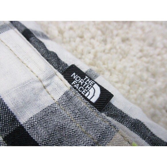 North Face Shirt Mens Medium Brown White Plaid Outdoor Short Sleeve Button Up - Picture 4 of 12